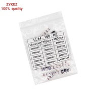 150pcs LL34 1/2W SMD Zener Diode Assorted Kit 0.5W 3V - 24V LL4148 15Values Each 10pcs DIY Sample Pa