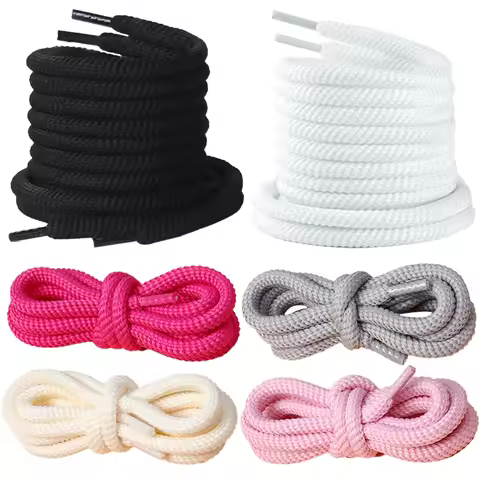 Chunky Round Shoelaces Solid Color Thick Braided Shoe Laces with Aglet Tips Replacement Laces for Pl