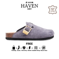 SAOKI - Men's Clogs Birken Boston Haven Grey Slip-On Travel Sandals