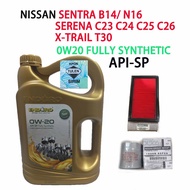 NISSAN SENTRA B14 N16 ,SERENA C24 C26 OIL FILTER+ AIR FILTER+ ENDURO API-SP 0W20 FULLY  SYNTHETIC EN
