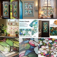 AIPING Lattice Window Film, Static Cling Non-Adhesive Stained Glass Film,  Rainbow Pattern  Design A