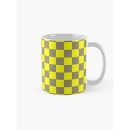 Bold Yellow & Checkerboard Seamless Pattern Coffee MugOlive