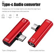 2-in-1 Flat Round Head Audio Converter Converter Converter Type-C- Rose'3C