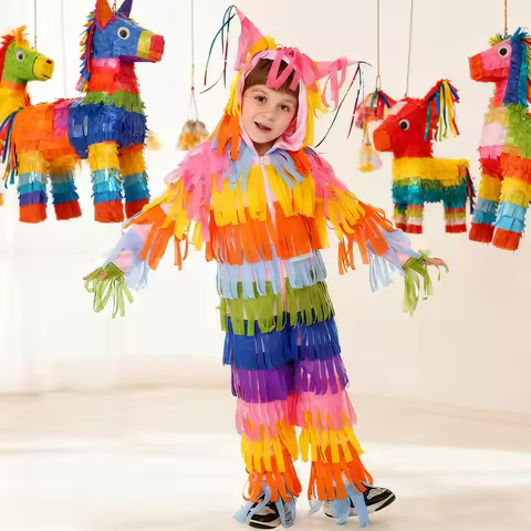 New Arrival Boys Girls Carnival Party Pinata Onesie Halloween Children's Costume Colourful Hooded On