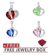 SSA 925 Silver Crystal Heart Pendant Necklace Jewelry for Women Gift