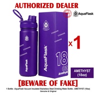 AQUAFLASK 18oz AMETHYST Aqua Flask Wide Mouth with Flip Cap Spout Lid Flexible Cap Vacuum Insulated Stainless Steel Drinking Water Bottle Bottles or Tumbler Tumblers Authentic - 1 Bottle