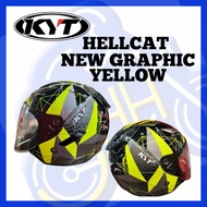 KYT HELMET ORIGINAL OPEN FACE HELLCAT NEW GRAPHIC MATT RED YELLOW HELMET ACCESSORIES MOTORCYCLE KYT