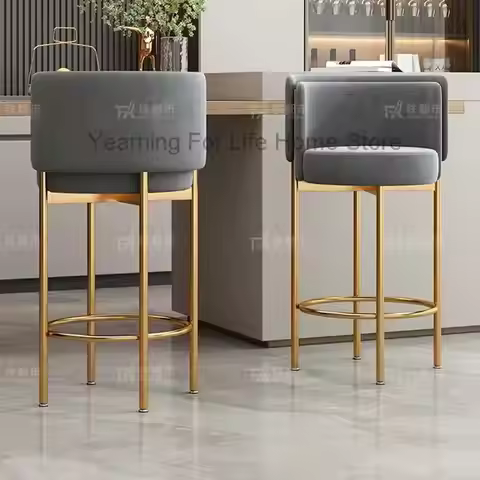 Luxury Chair High Bar Table Counter Stool Nordic Dining Chairs Swivel Velvet Stools Modern Design Ki