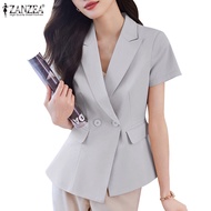 ZANZEA Women Short Sleeve Outerwear Office Formal Elegant Casual Blazer