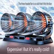 3-Head Car Fan 12V/24V Quiet Large Airflow with Parking Card for Truck/Van/MPV F4310