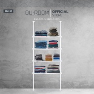 OUROOM  ราวแขวนเสื้อ ราวแขวนผ้า ราวแขวนไม่ต้องเจาะ 2 เสา  4 ชั้นวางเหล็ก (OU-12) ใช้แทนตู้เสื้อผ้าได