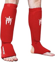 Meister MMA Pair Elastic Fabric Padded Leg Guards &amp; Ankle Guards