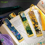 TEAMY Metal Bookmark, Oil Painting Metal Reading Book Clip, Multifunctional Hollow Sunflower Lotus B