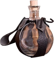 Battle-Merchant Ball - Glass Field Bottle with Leather Belt Holder 0.2 Litre Bottle LARP Medieval Vi