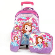 Primary School Bag/ Trolley Bag/ 6Wheels/ 3 In 1 Set Girls Beg Sekolah Roda Perempuan
