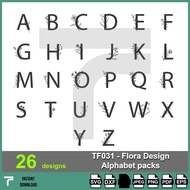 TF031 - 26 Alphabet flora design svg for t-shirt, best gift for her, flora plant svg design for appa