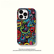 Color Graffiti Abstract Trendy Fun Shock-resistant Phone Case Compatible with iPhone 15ProMax 14ProM