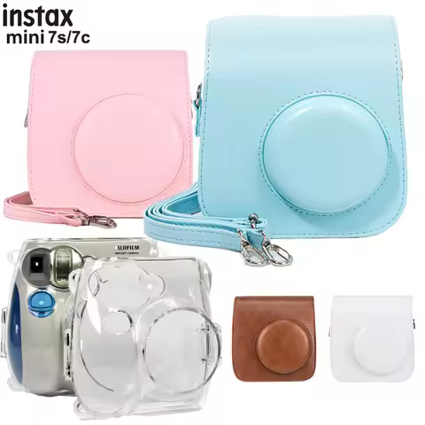 Camera Case for FujiFilm Instax Mini 7s/7c Instant Film Cameras. PU Leater Carrying Bag, Transparent
