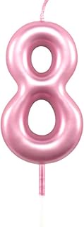 8th Birthday Candle Eight Years Pink Happy Birthday Number 8 Candles for Cake Topper Decoration for