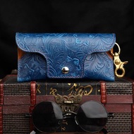 復古真皮眼鏡盒 頭層牛皮太陽眼鏡袋 手工皮革墨鏡包