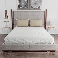 Livonti 100% Linen Cotton 144 Tc Queen Size Bedsheets with 2 Pillow Cover Combo | 102x88 inch (Cream
