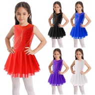 Hot Kids Girls Sleeveless Latin Ballet dance dress Rhythmic Gymnastics Leotard Figure Skating Dress