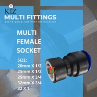 "KIZ" Multi Female Socket Multi Fitting Pipe Socket (20mm/25mm/32mm)