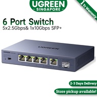 UGREEN 2.5Gbps Network Switch, 5 x 2.5Gbps Base-T& 1 x 10Gbps SFP+ Slot Ethernet Splitter, 6 Port Me