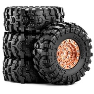 4pcs 1.3 inch 7MM Hex Metal Beadlock Wheel Rim & Rubber Tyre for 1/18 1/24 RC Crawler Car TRX4M Asce