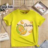 Unisex 2D Kids T-Shirt with Cartoon Durian Fruit Design for Summer Suitable for 2-14