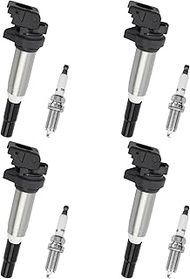 Set of 4 UF667 Ignition Coil Pack and Spark Plugs Compatible with 2012-2018 BMW 228i 320i 328i 428i 