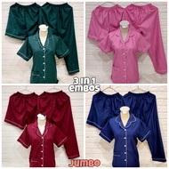  Lff - 3In1 Pajamas Embossed Color Sleepwear L Fit To Xl