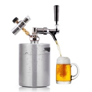 GMMA 3 Gallon (5L) Mini Beer Barrel Stainless Steel Mini Beer Barrel Spear Dispenser Tap Home Brew Keg Beer Barrel Holds Beer Homebrewing Kegs Mini Keg Dispenser 2 Class Press