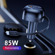 Car Charger 85W Fast Charging PD30W QC4.0 USB-A/Type-C Transparent Support iPhone16/15 Xiaomi Samsun