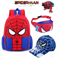 3 in 1 Package Of Boys School Bag For Elementary School SPIDERMAN motif And Cowboy Hat