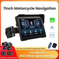 Portable 7inch IP67 Waterproof Motorcycle GPS Navigation BSD Blind Spot system Moto Carplay Auto 4K+