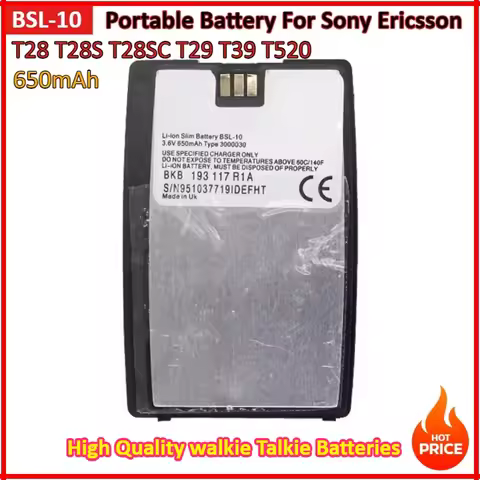 650mAh walkie Talkie Batteries BSL10 BSL-10 For Sony Ericsson T28 T28S T28SC T29 T39 T520 T320 R520 