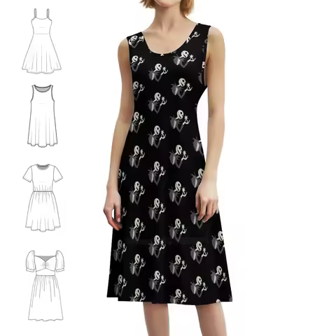 What'S This ? Preppy Style Mini Dress For Women A-Line Loose Fit Casual Day Dress Nightshade Hallowe