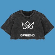 Resmora "GFRIEND" Crop Top Wash Oversized T-Shirt | Washing Washing | Unfinished Crop Tee | Vintage 