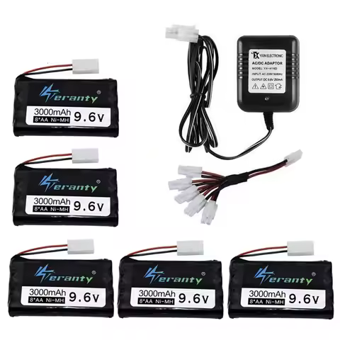 9.6V 3000mAh Rechargeable Battery or 9.6V Charger For Rc Toys Car Tank Robots Gun RC Boat AA Ni-MH 9