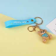 Cartoon Bear Keychain Creative Silicone Stereoscopic Keychain Small Pendant Couple School Bag DIY De