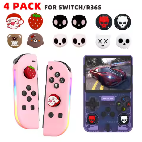 Christmas Gift 4PCS Silicone Game Controller Thumbstick Caps for Nintendo Switch/R36S Key Button Gam