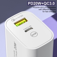 PD20W+QC3.0 Fast Charger TYPE-C Dual Port Mobile Charging Head Universal Charging Head