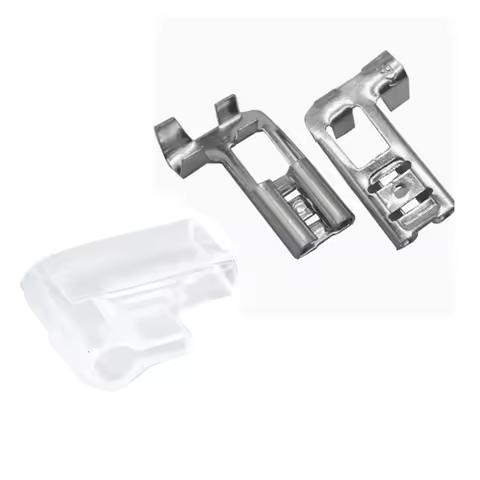 6.3/4.8/2.8mm Crimp Terminal Spade Connector w Cover Right Angle L Type Silver (50 Set) Flag Termina