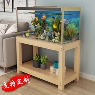 QM🏅Aquarium Base Cabinet Cabinet Aquarium Shelf Fish Tank Table Non-Solid Wood Base Fish Tank Rack Solid Wood Fish Tank