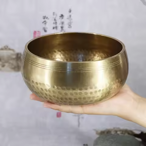 Sanskrit Bowl Yoga Meditation Nepal Handmade Tibet Buddha Handmade Chanting Bowl Brass Chime Music T