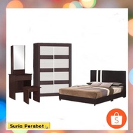 ✨READY STOCK✨Suria-4Ft Full Bedroom Set (Wardrobe+Divan Bed+Dressing Table+Mattress)