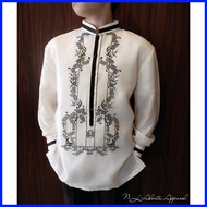 ◸ ❏ ☸ CHINESE COLLAR BARONG FOR MEN BLACK EMBROIDERED BARONG TAGALOG