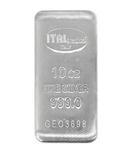 Italpreziosi Italian 10 oz .999 Silver Cast Bar w/COA (Made in Italy) 10oz