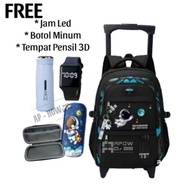 [BEST PRICE] Trolley Backpack 4in1 Astronaut Push Wheels School Children's Backpack Pencil Case + Bo